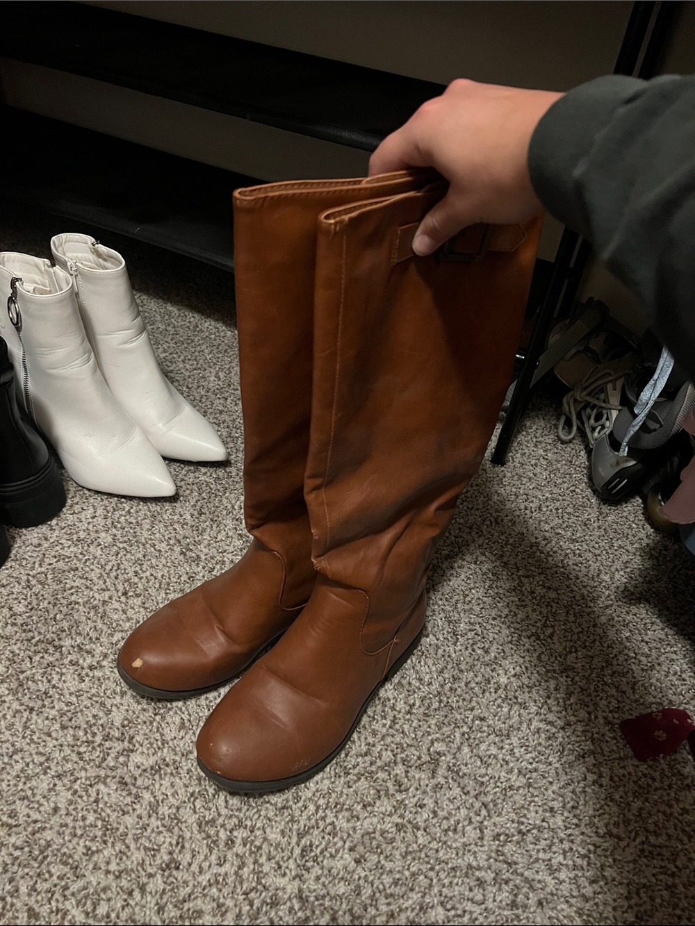 Women's Over-the-Knee Casual Riding Boots in Cognac Brown